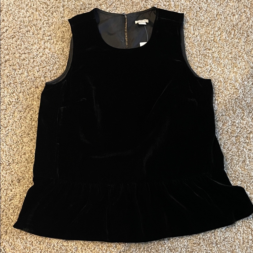 J. Crew Black Velvet Peplum Blouse